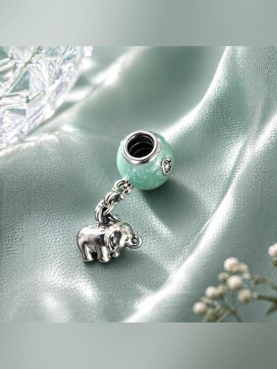 Jewelry - Pandora Retired Elephant & Balloon Dangle Charm Baby Boy Blue Sterling Silver